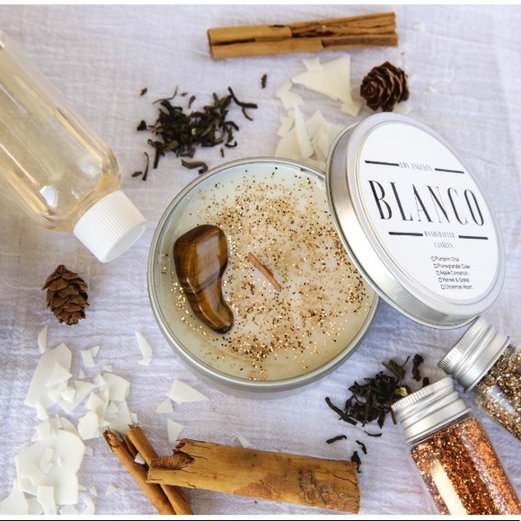 Handmade Soy Wax Candle with Tigers Eye Crystal - Picture 2 of 10